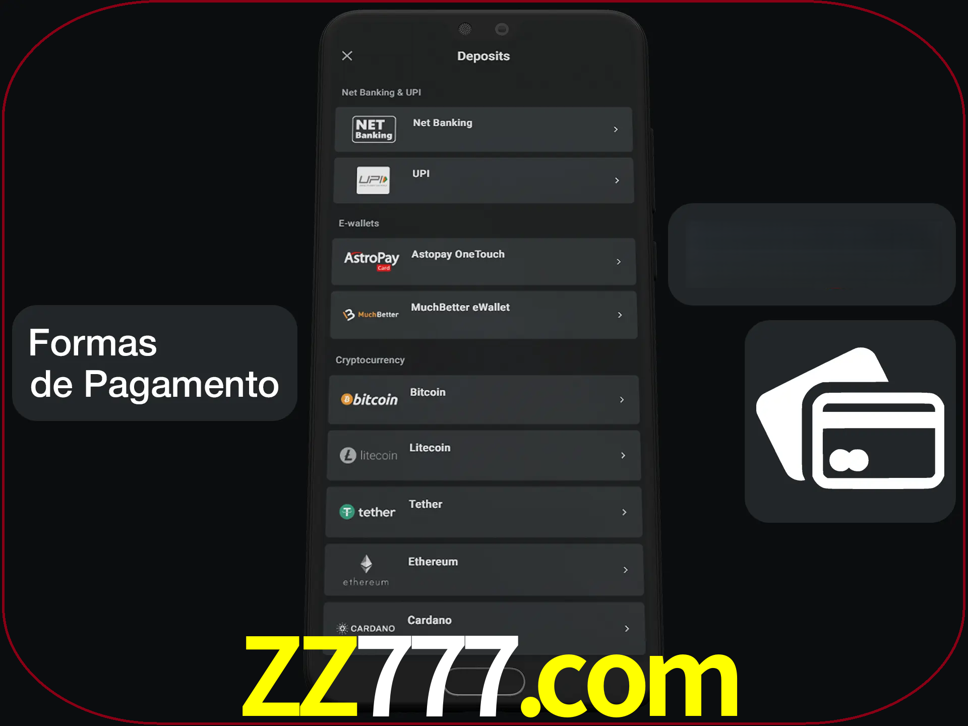 Escolha a forma de pagamento de sua preferência.
